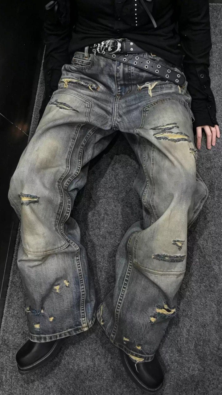 Ash Distressed Flared Jeans