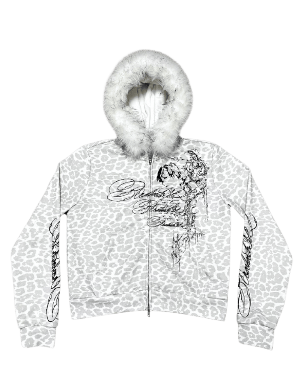 BORN1NH3LL Leopard Fur Zip Hoodie - SWAGLAB