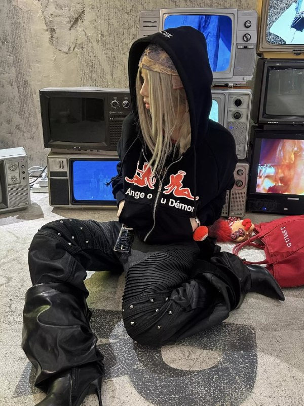 Devil Cropped Zip Hoodie