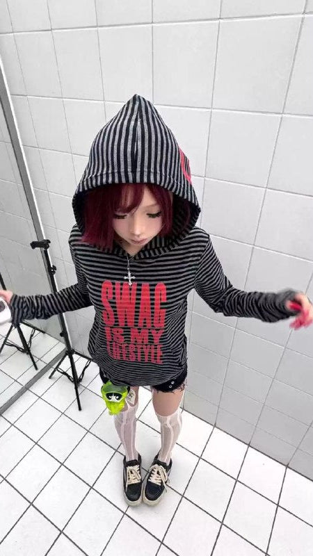 “Swag Lifestyle” Striped hoodie