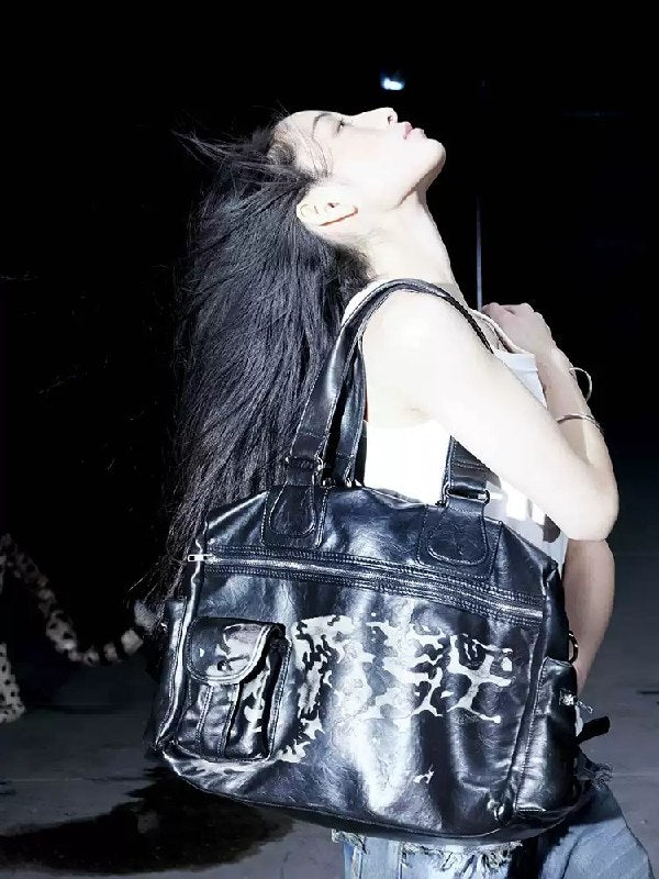 Wiped Leopard Shoulder Bag