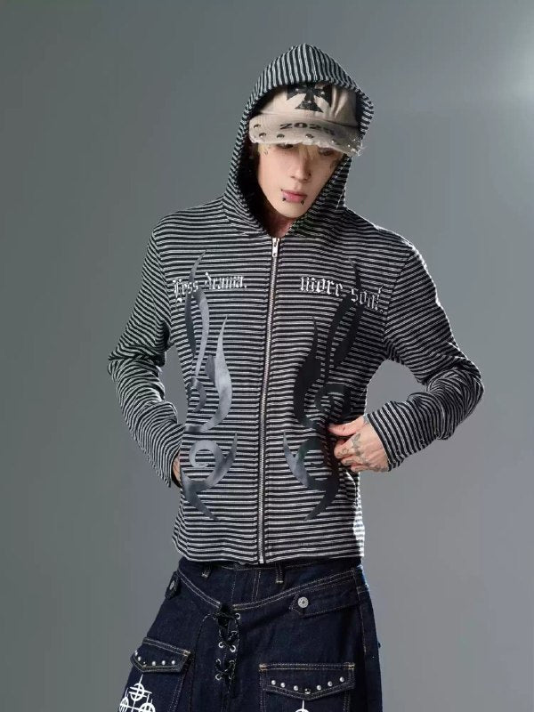 Totem Striped Zip-Up Hoodie