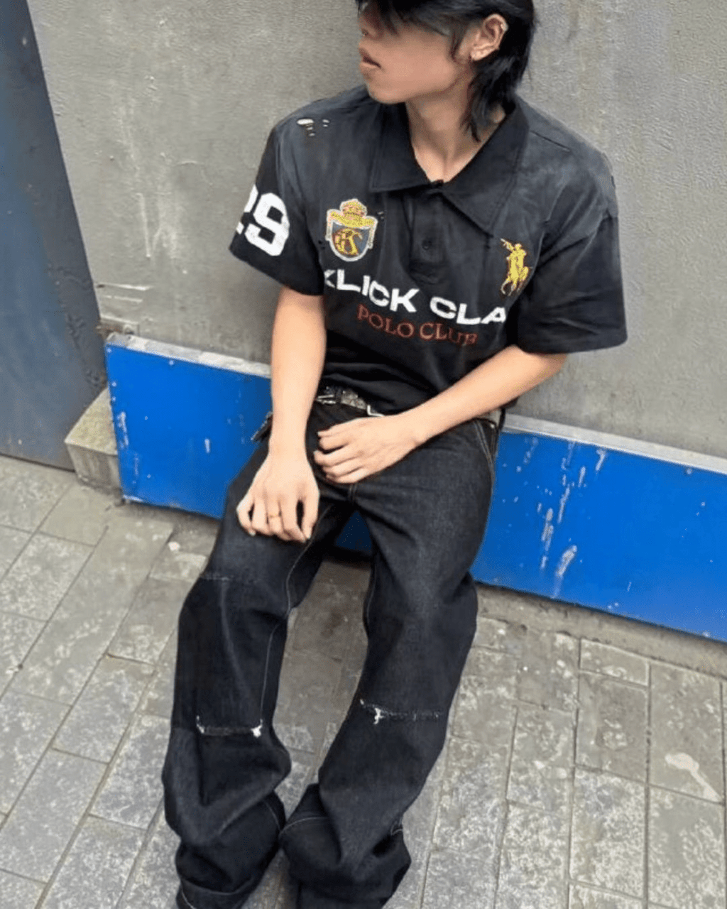 KLICK CLAK Distressed Polo Tee - SWAGLAB