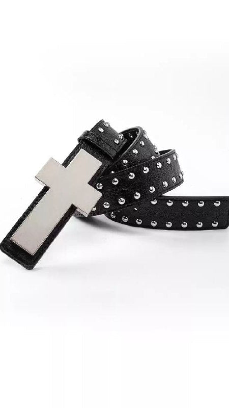 Cross Stud Leather Belt