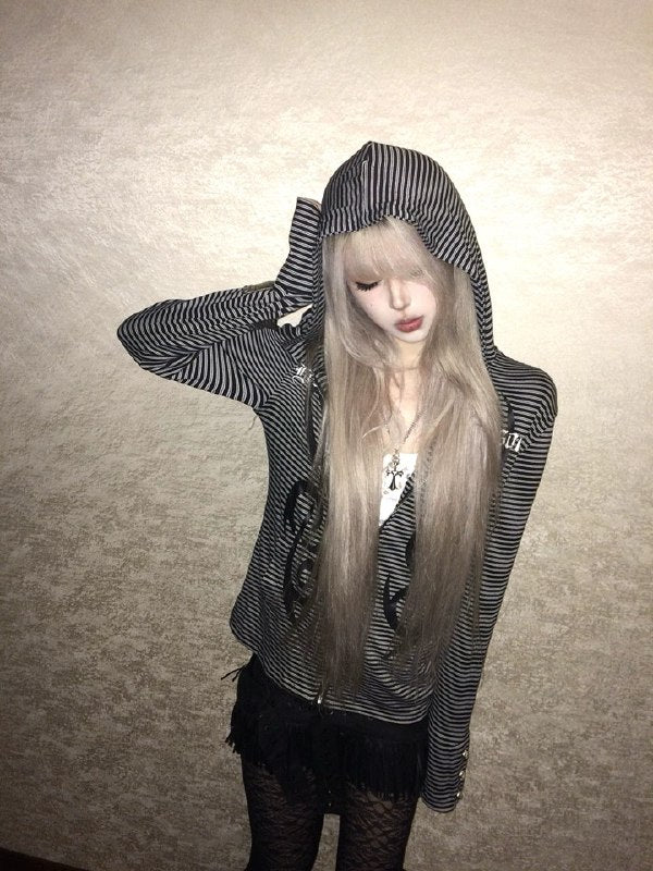 Totem Striped Zip-Up Hoodie
