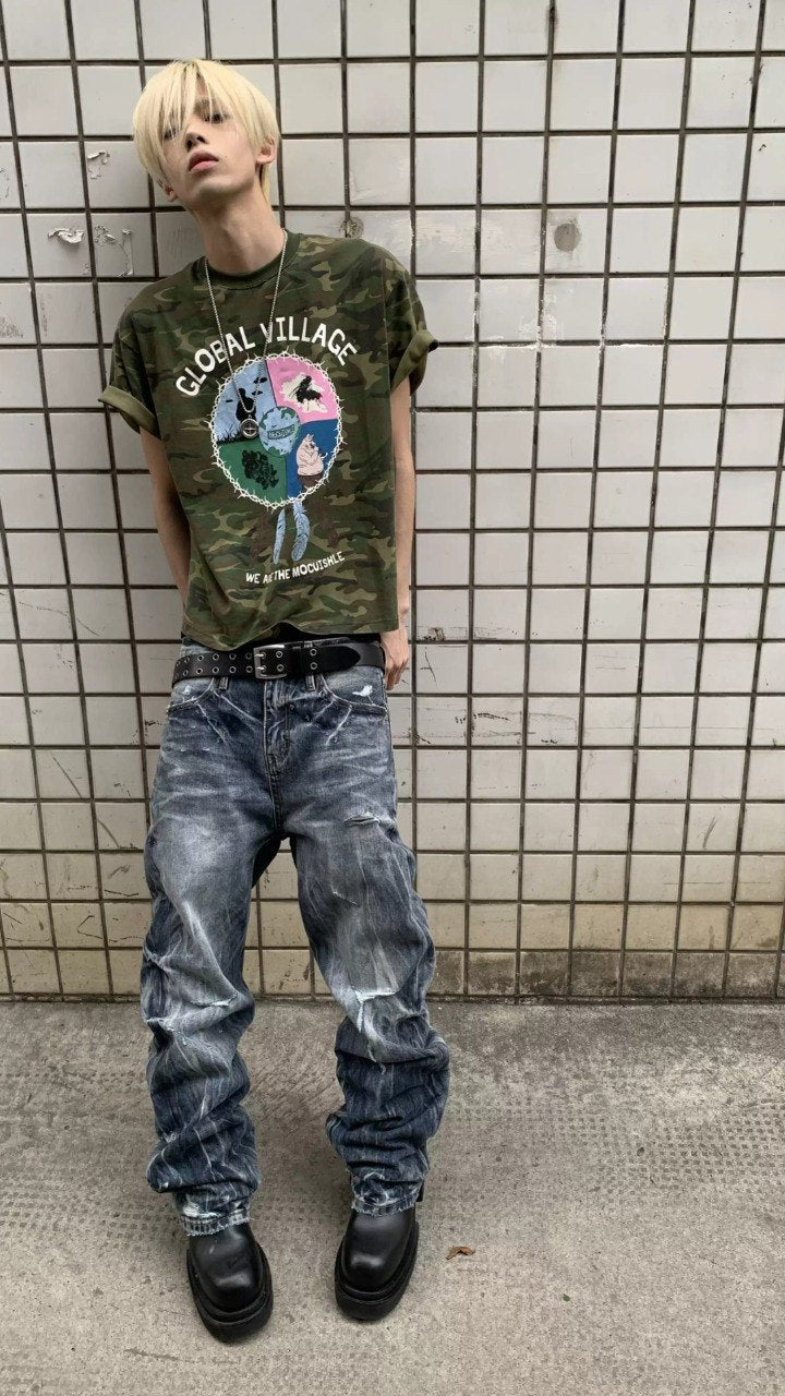 AG Distressed Baggy Jeans