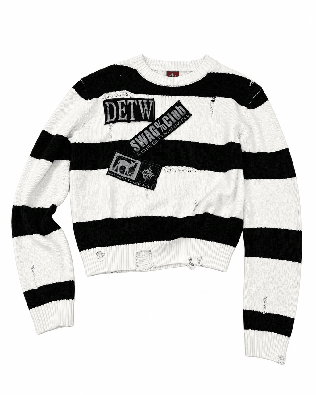 DETW 26FW Punk Striped Patch Knit Sweater - SWAGLAB