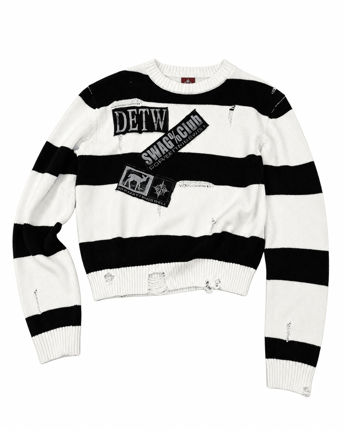 DETW 26FW Punk Striped Patch Knit Sweater - SWAGLAB