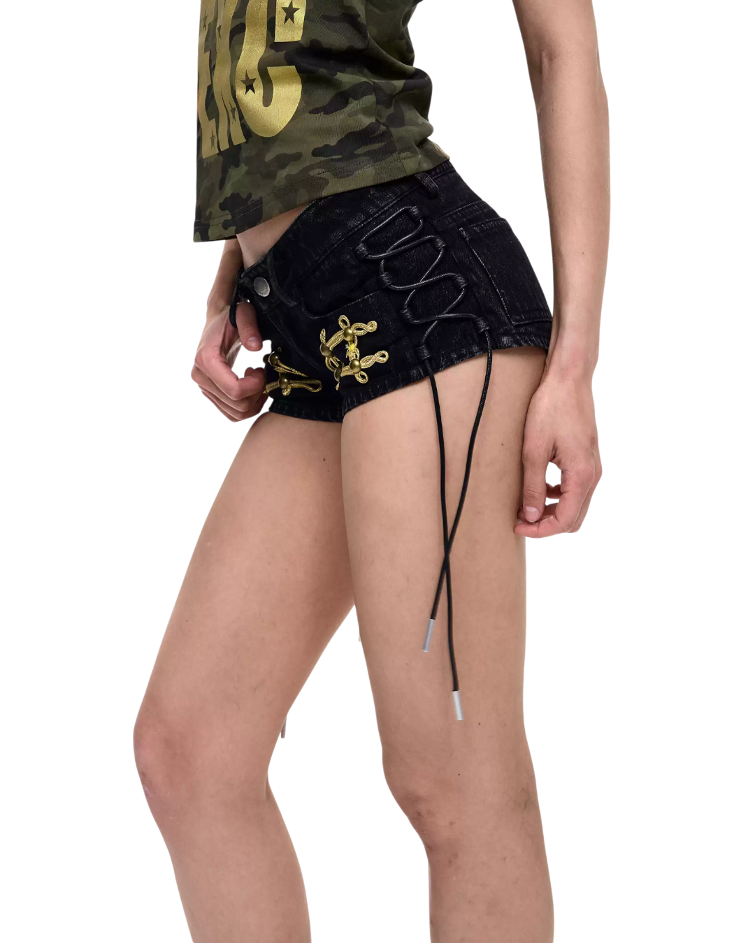 STARTEXCEEDEND Black Toggle Mini Shorts