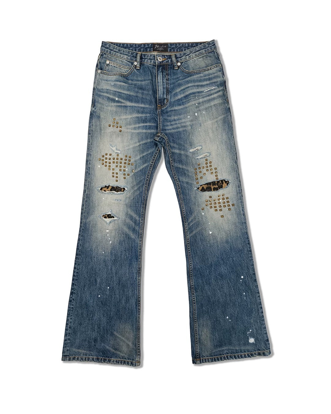 WANNALAB Leopard Flare Denim