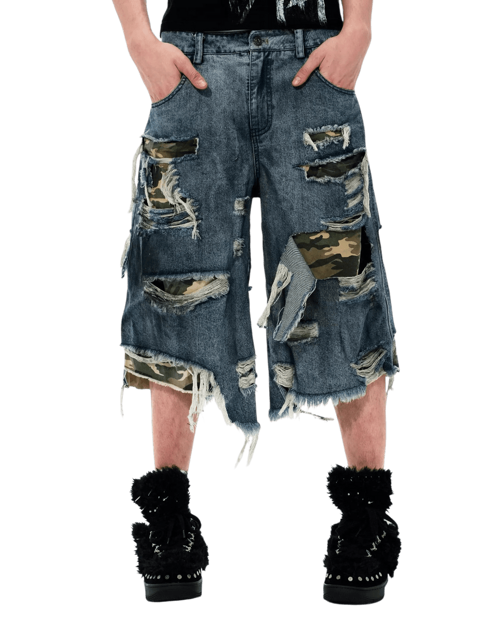 FORTH3EX Patchwork Denim Shorts - SWAGLAB