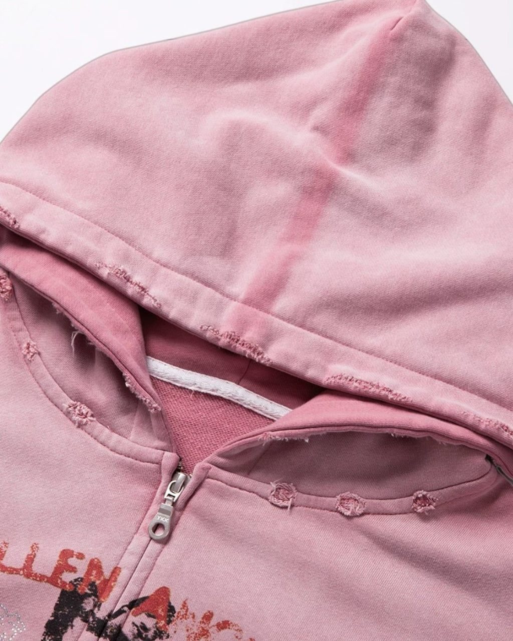 Wenfeng Li 26AW Fallen Angels Washed Graphic Zip Hoodie - SWAGLAB
