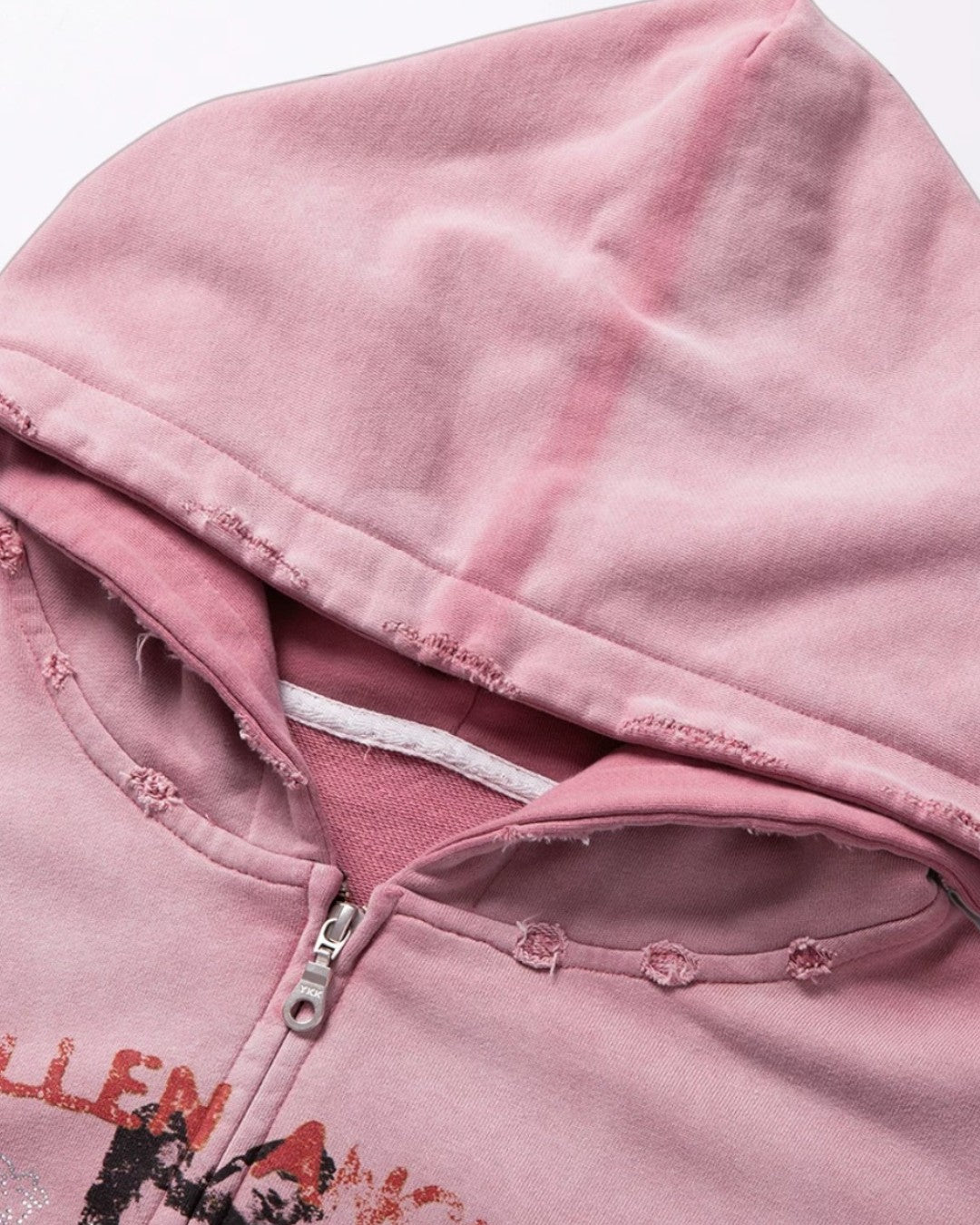 Wenfeng Li 26AW Fallen Angels Washed Graphic Zip Hoodie - SWAGLAB