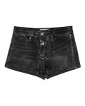 Black sequin shorts on a white background