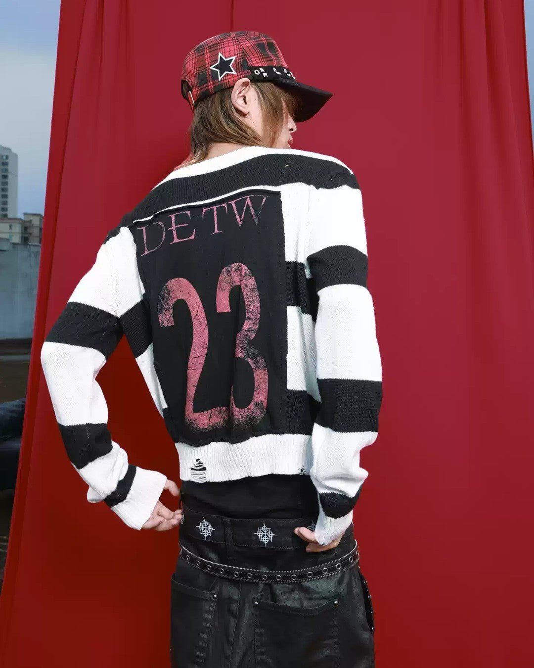 DETW 26FW Punk Striped Patch Knit Sweater - SWAGLAB