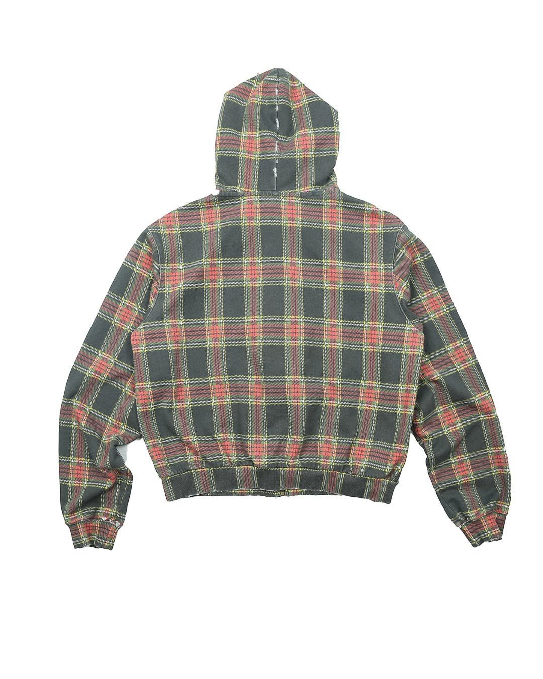 TREclub 26SS Vintage Washed Distressed Red Plaid Zip Hoodie - SWAGLAB