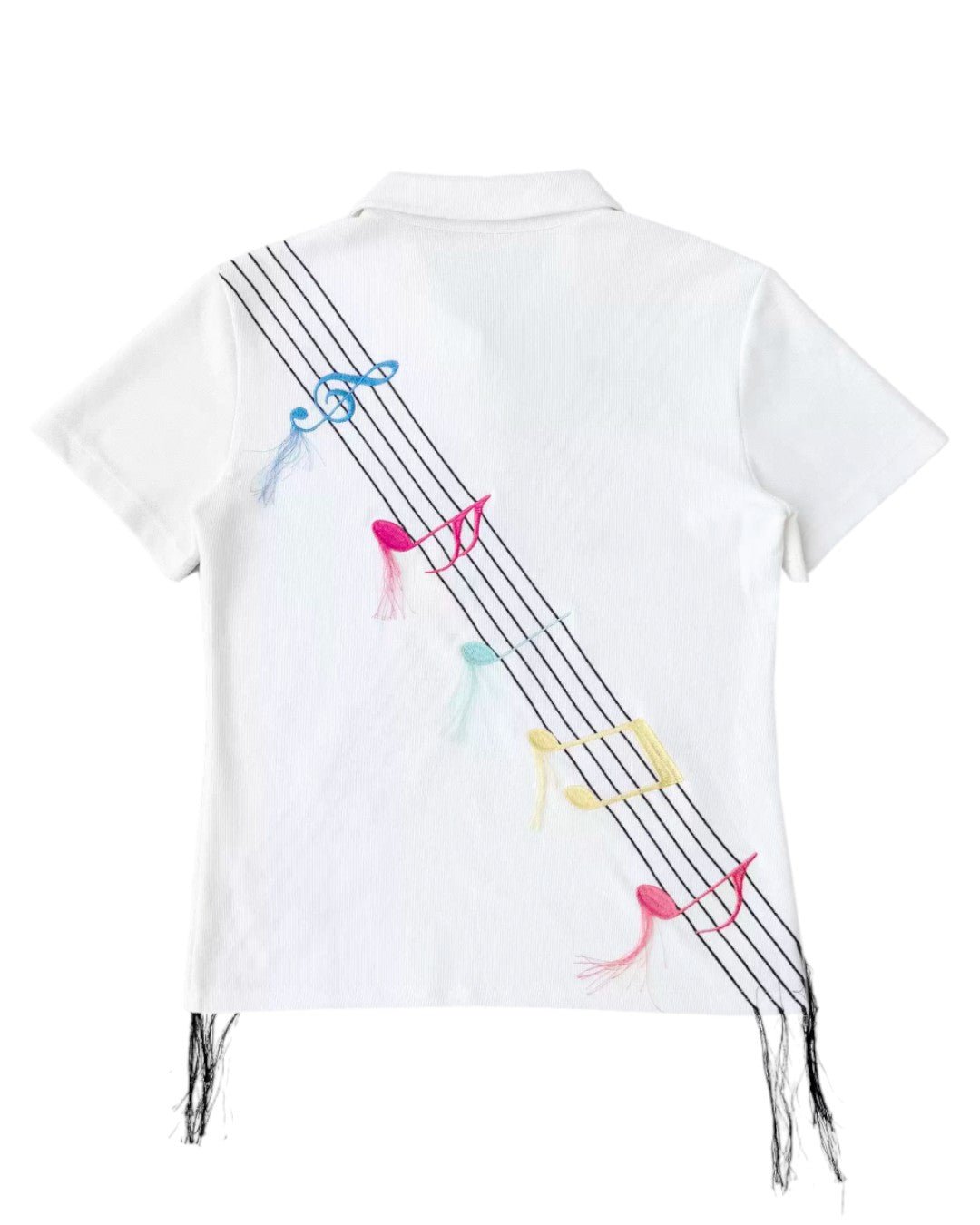 CHAI 26SS Colorful Music Note Embroidered Waffle Polo - SWAGLAB
