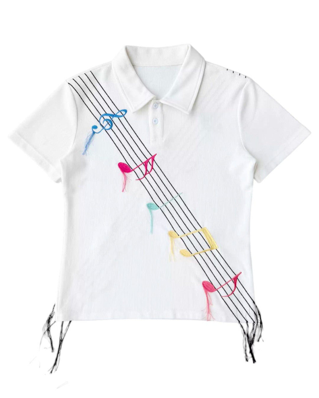 CHAI 26SS Colorful Music Note Embroidered Waffle Polo - SWAGLAB