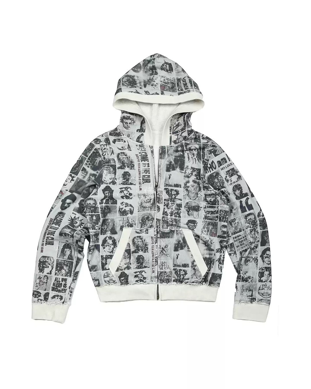 TREclub 26AW Newspaper Portrait All Fleece Zip Hoodie - SWAGLAB