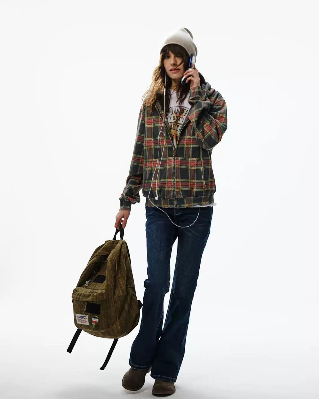 TREclub 26SS Vintage Washed Distressed Red Plaid Zip Hoodie - SWAGLAB