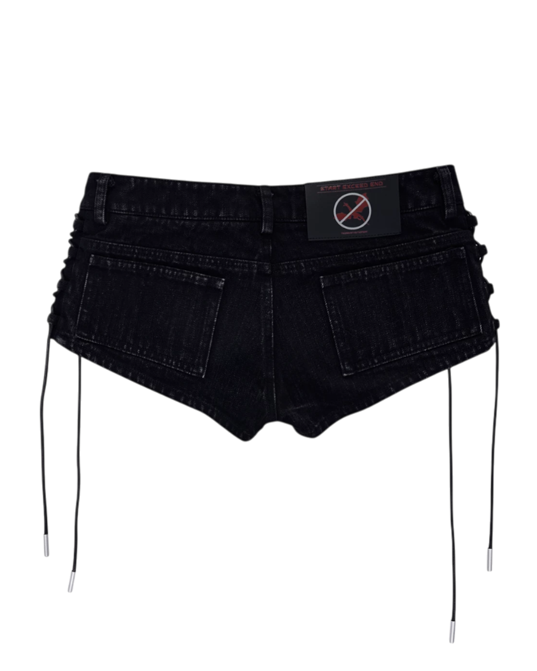 STARTEXCEEDEND Black Toggle Mini Shorts