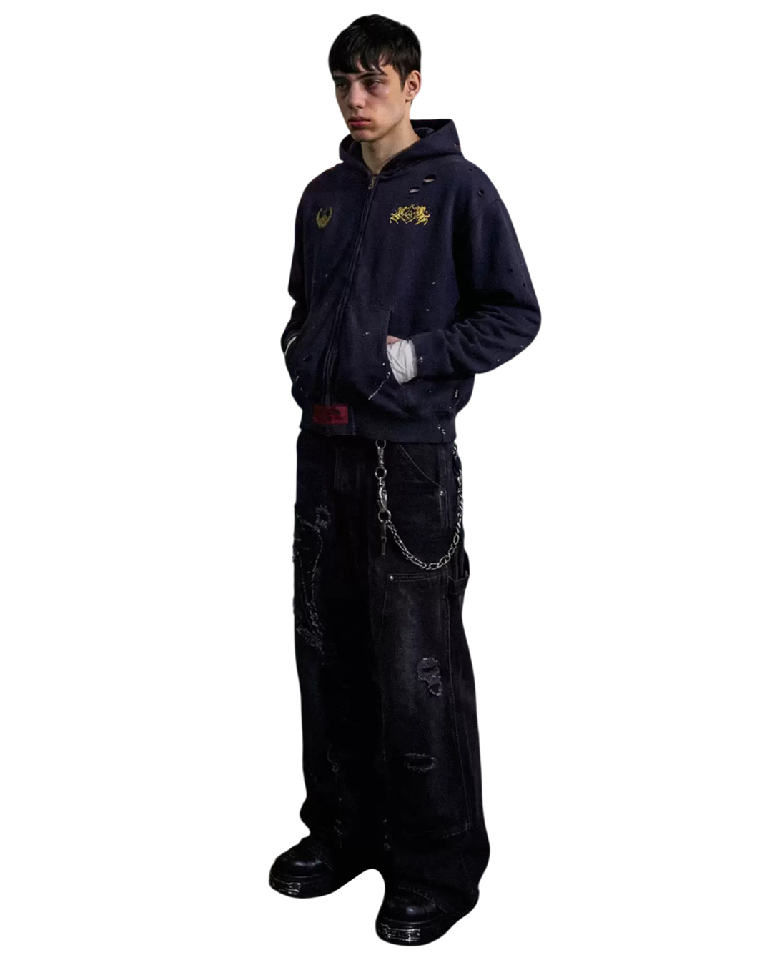 LUUUCAM Washed Blue Zip Hoodie