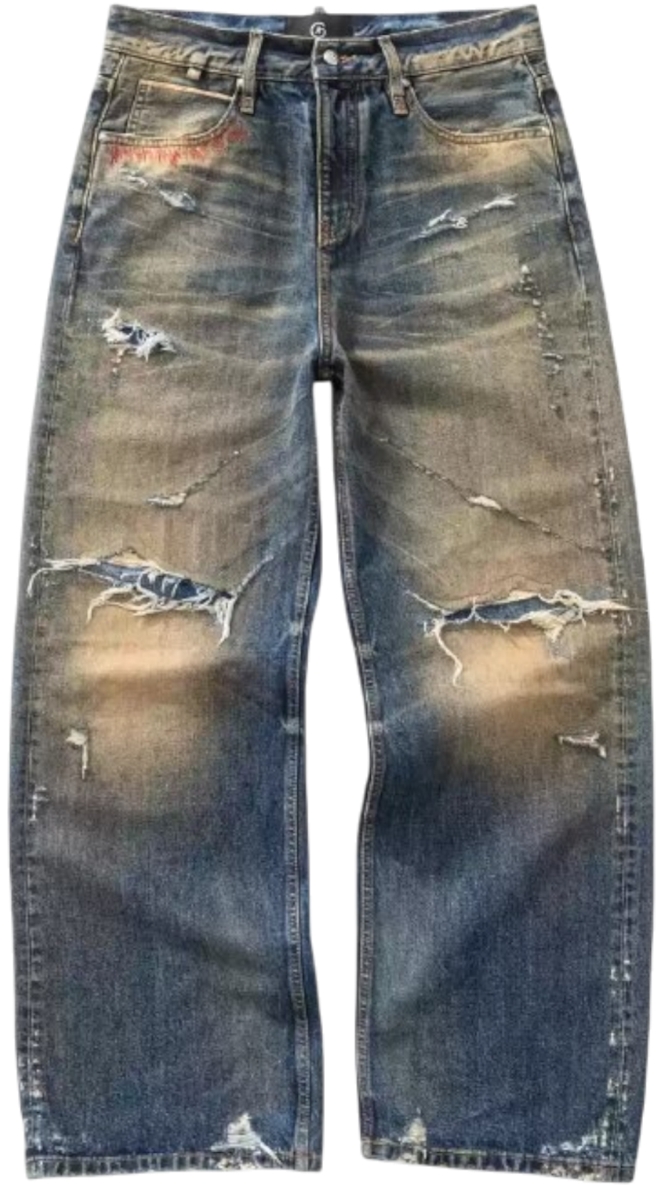 AEONGRAIN Distressed Straight Jeans