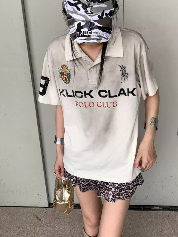 KLICK CLAK Distressed Polo Tee