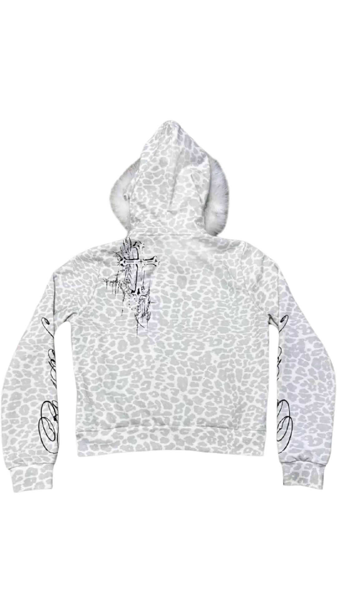BORN1NH3LL Leopard Fur Zip Hoodie