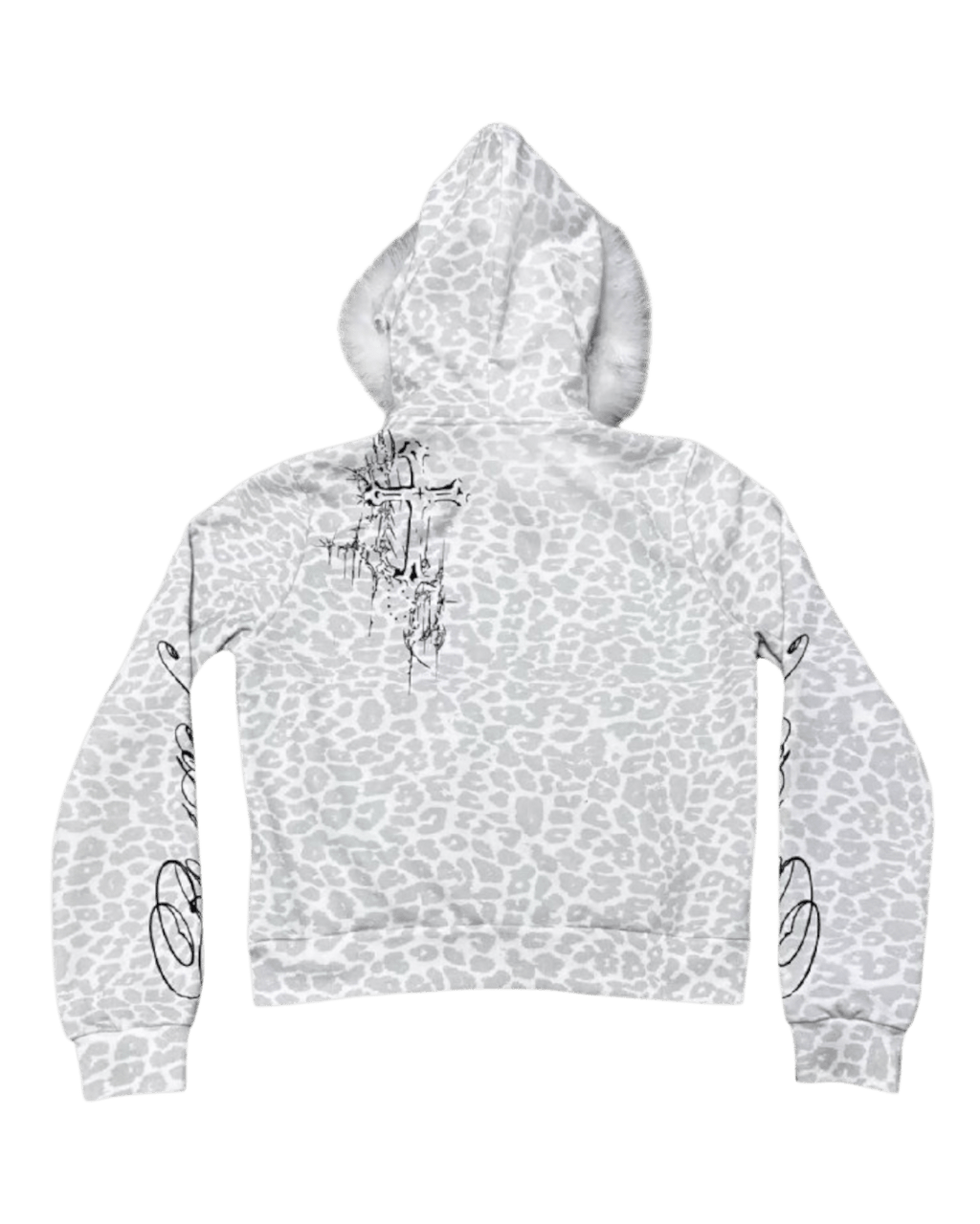 BORN1NH3LL Leopard Fur Zip Hoodie - SWAGLAB