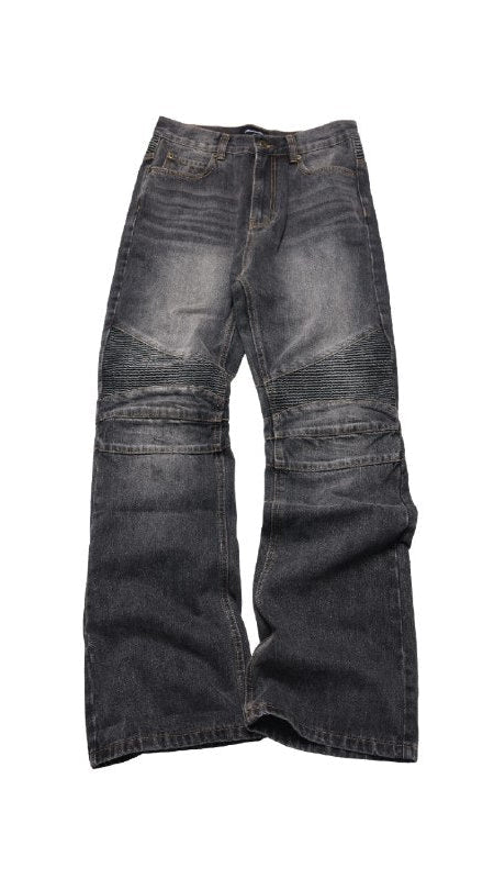 Grey Panel Flare Jeans