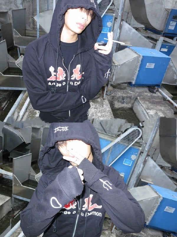 Devil Cropped Zip Hoodie