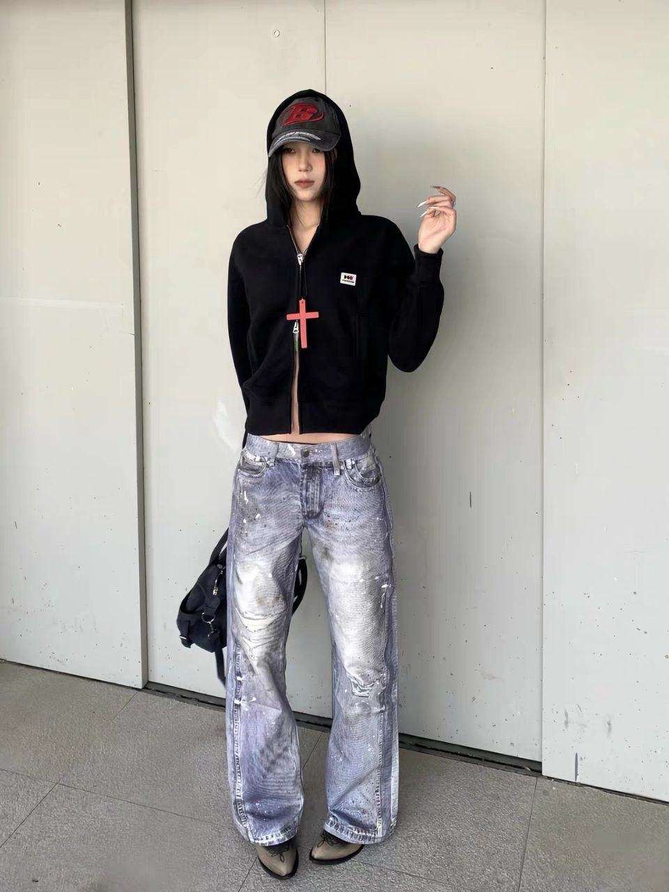 Ice Wash Dirty Flare Denim