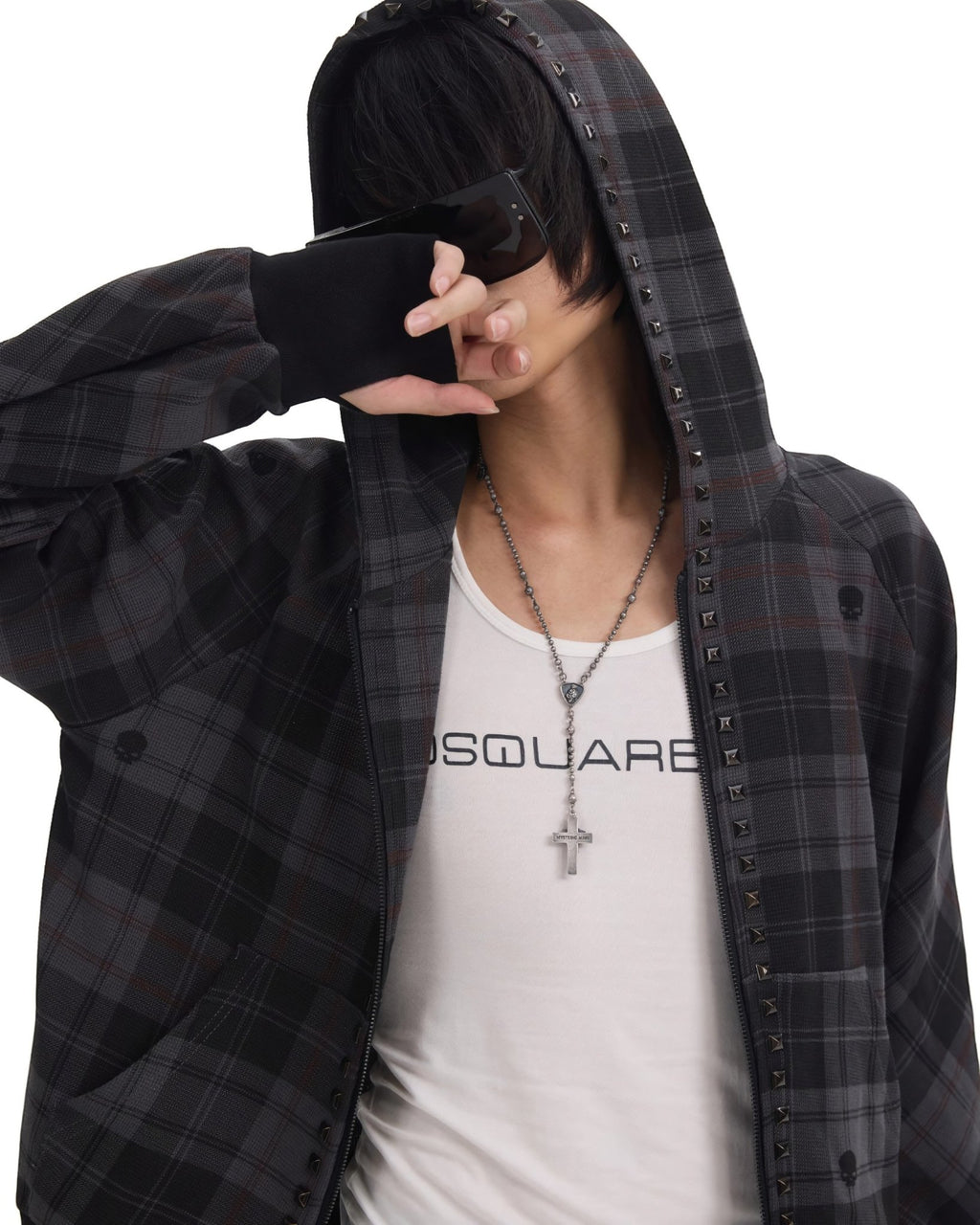Numb Asia Plaid Zip Hoodie - SWAGLAB