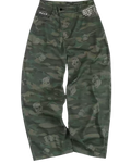 Camouflage pants with skull patterns on a white background