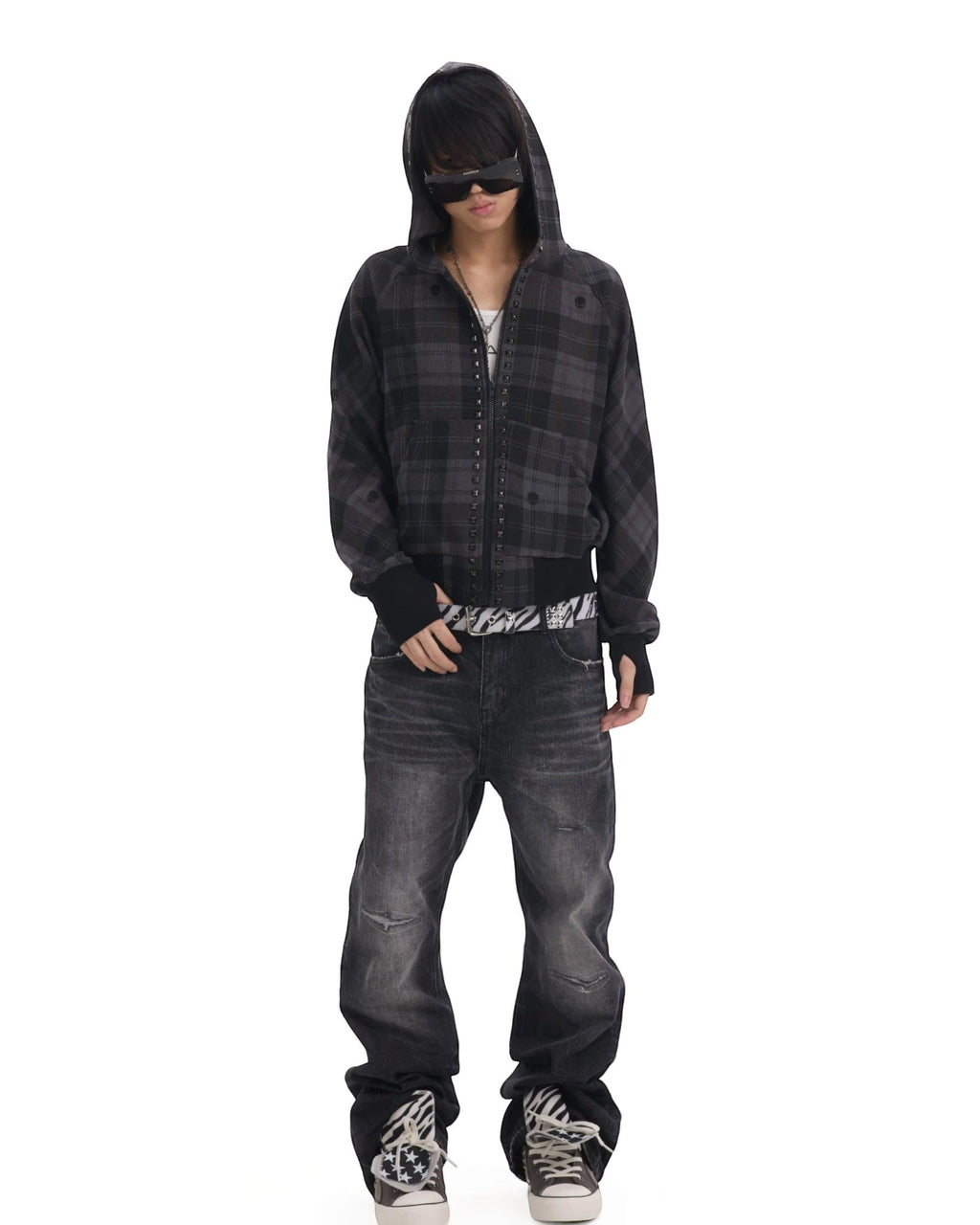 Numb Asia Plaid Zip Hoodie - SWAGLAB