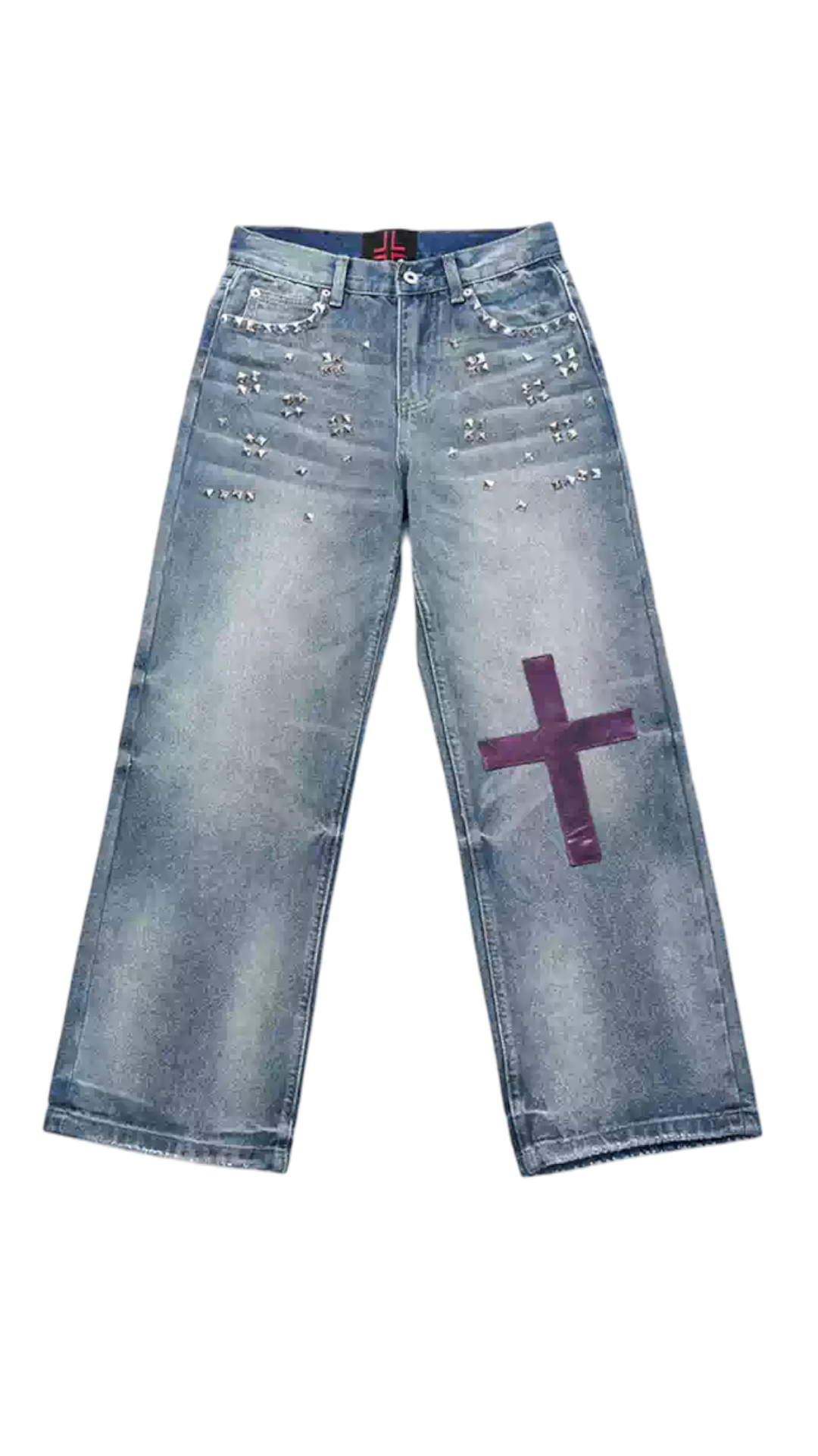 Leopard Studded Baggy Denim