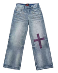 Leopard Studded Baggy Denim