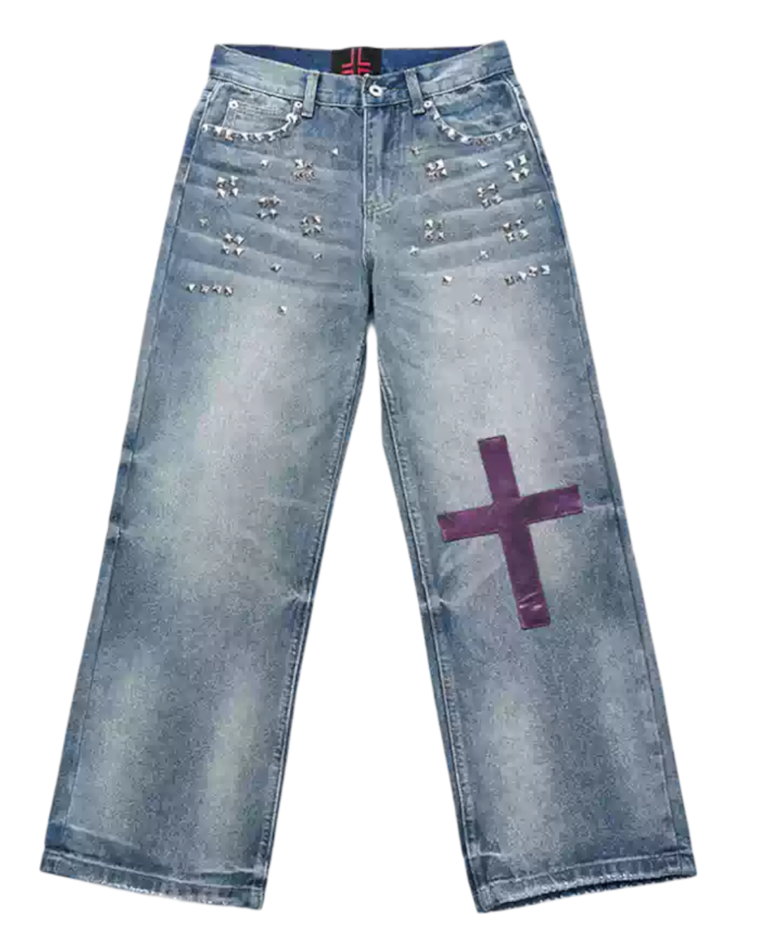 Leopard Studded Baggy Denim