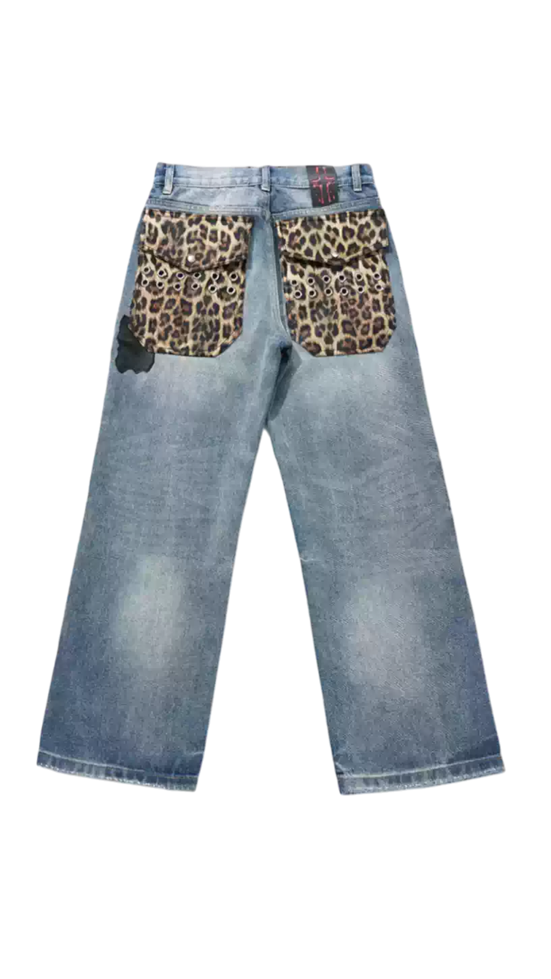 Leopard Studded Baggy Denim
