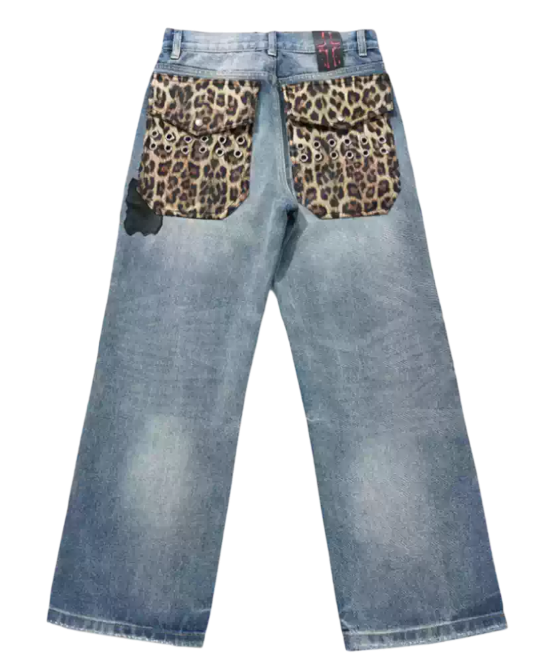 Leopard Studded Baggy Denim